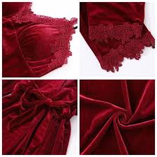 JULY'S SONG 2019 Gold Velvet 4 Pieces Warm Winter Pajamas Sets Women Sexy Lace Robe Pajamas Sleepwear Kit Sleeveless Nightwear