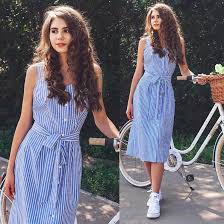 KANCOOLD dress Women's Party Blue Striped Sleeveless Dress Sexy Summer Bandage Single-Breasted dress women 2018jul20