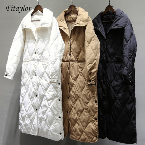 Fitaylor Autumn Winter Women Long Coat White Duck Down Jacket Female Ultra Light Down Coat Parka Outerwear Tops