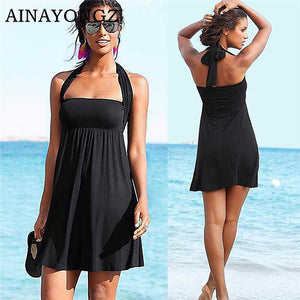 2020 Sexy Beach Dress Bikini Cover-ups Women Summer Wrapped Chest Sleeveless Beachwear Swimsuit Cover Plus Size Wraps Sarongs