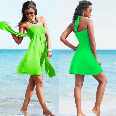 2020 Sexy Beach Dress Bikini Cover-ups Women Summer Wrapped Chest Sleeveless Beachwear Swimsuit Cover Plus Size Wraps Sarongs