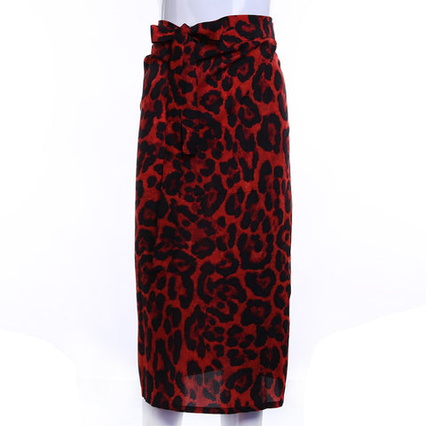 2019 New Arrival Summer Women Bandage Leopard Swimwear Bikini Cover Up Sheer Beach Midi Wrap Skirt Sarong Pareo Short Midi Dress