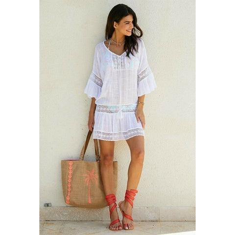 Imcute 2020 Women Summer Ladies Cover-Ups Bathing Suit Beach Wear Bikini Cover Up Tassel Hollow Crochet Swimsuit Beach Dress