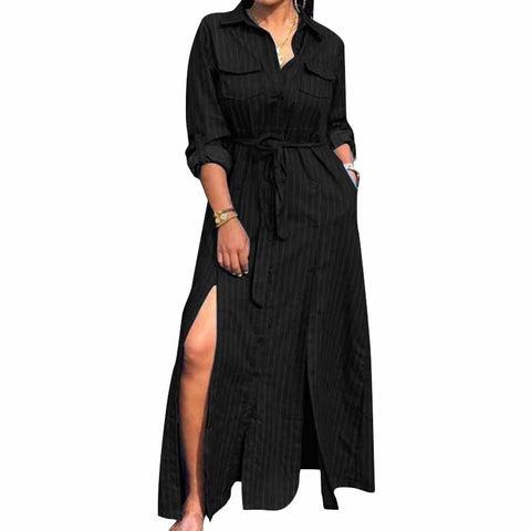 2019 ZANZEA Women Long Shirts Dress Office Lady Work Dresses Casual Solid Lapel Vestidos Cotton Tunic Shirt Robe Femme Dresses