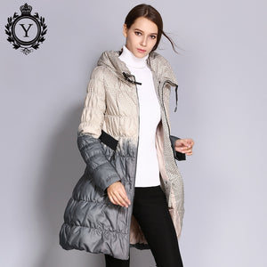 COUTUDI 2018 Winter Down Coat Women Parka Female Long Duck Down Padded Jacket Down Parka Hit Color High Quality Women's Clothing