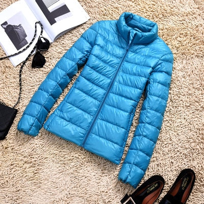 autumn Winter Women Ultra Light Down Jacket White Duck Down Jackets Long Sleeve Warm Coat Parka Female Solid Portable Outwear