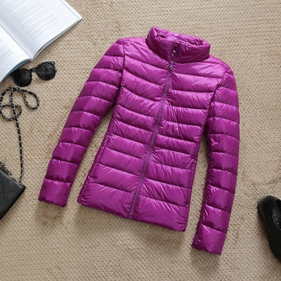 autumn Winter Women Ultra Light Down Jacket White Duck Down Jackets Long Sleeve Warm Coat Parka Female Solid Portable Outwear