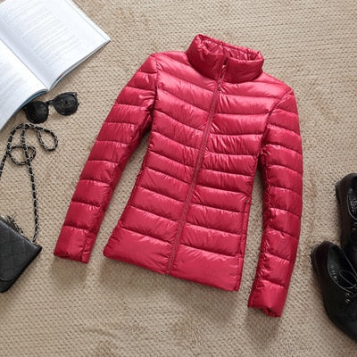 autumn Winter Women Ultra Light Down Jacket White Duck Down Jackets Long Sleeve Warm Coat Parka Female Solid Portable Outwear