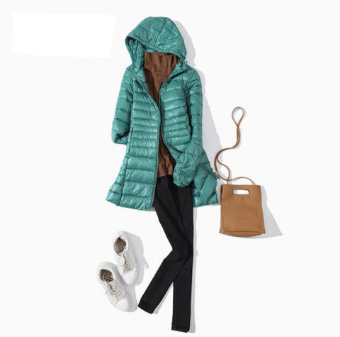 7XL Winter Ultra Light Down Jacket Women Fashion Casual 90% White Duck Down Jacket Plus Size Long Hooded Coat Waterproof Parka