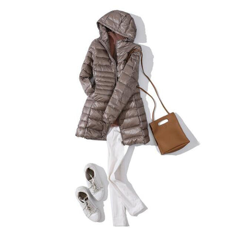 7XL Winter Ultra Light Down Jacket Women Fashion Casual 90% White Duck Down Jacket Plus Size Long Hooded Coat Waterproof Parka