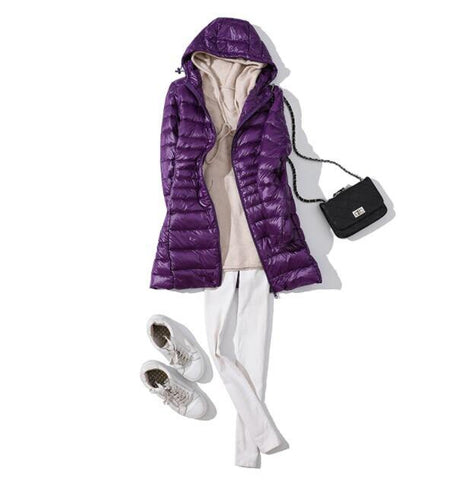 7XL Winter Ultra Light Down Jacket Women Fashion Casual 90% White Duck Down Jacket Plus Size Long Hooded Coat Waterproof Parka