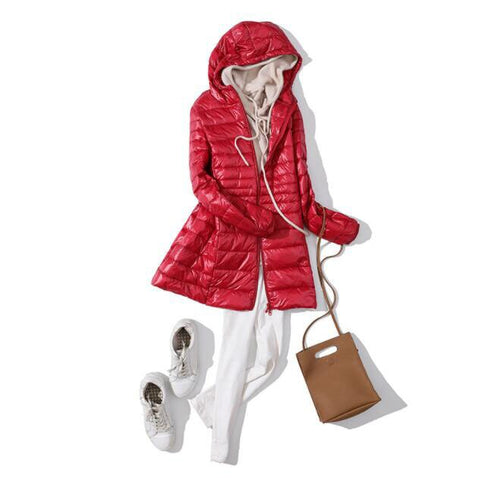 7XL Winter Ultra Light Down Jacket Women Fashion Casual 90% White Duck Down Jacket Plus Size Long Hooded Coat Waterproof Parka