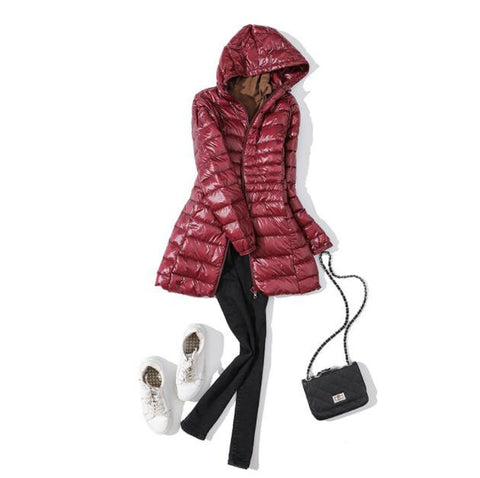 7XL Winter Ultra Light Down Jacket Women Fashion Casual 90% White Duck Down Jacket Plus Size Long Hooded Coat Waterproof Parka