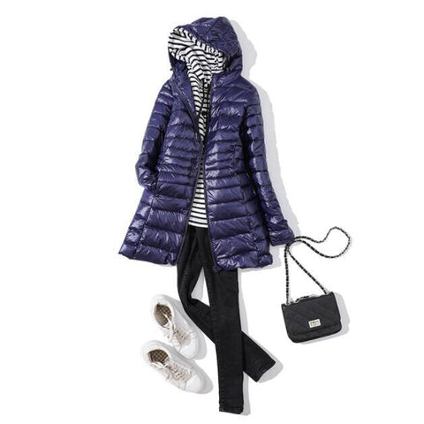 7XL Winter Ultra Light Down Jacket Women Fashion Casual 90% White Duck Down Jacket Plus Size Long Hooded Coat Waterproof Parka