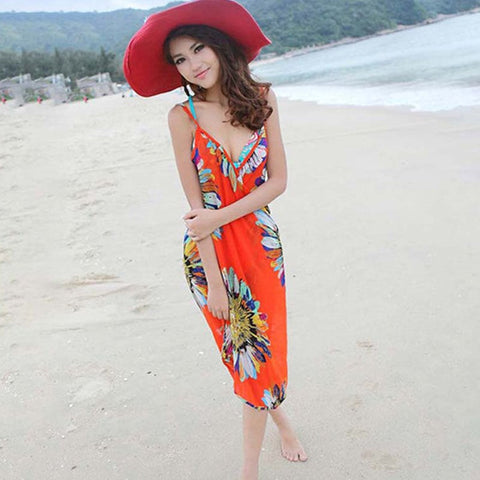 2020 Beach Cover Up Floral Backless Bikini Cover Up Thin Sexy Swimwear Women Robe De Plage Beach Bathing Suit Cover Ups YC937456