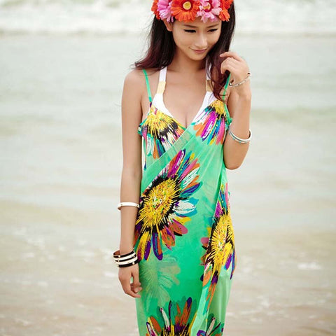 2020 Beach Cover Up Floral Backless Bikini Cover Up Thin Sexy Swimwear Women Robe De Plage Beach Bathing Suit Cover Ups YC937456